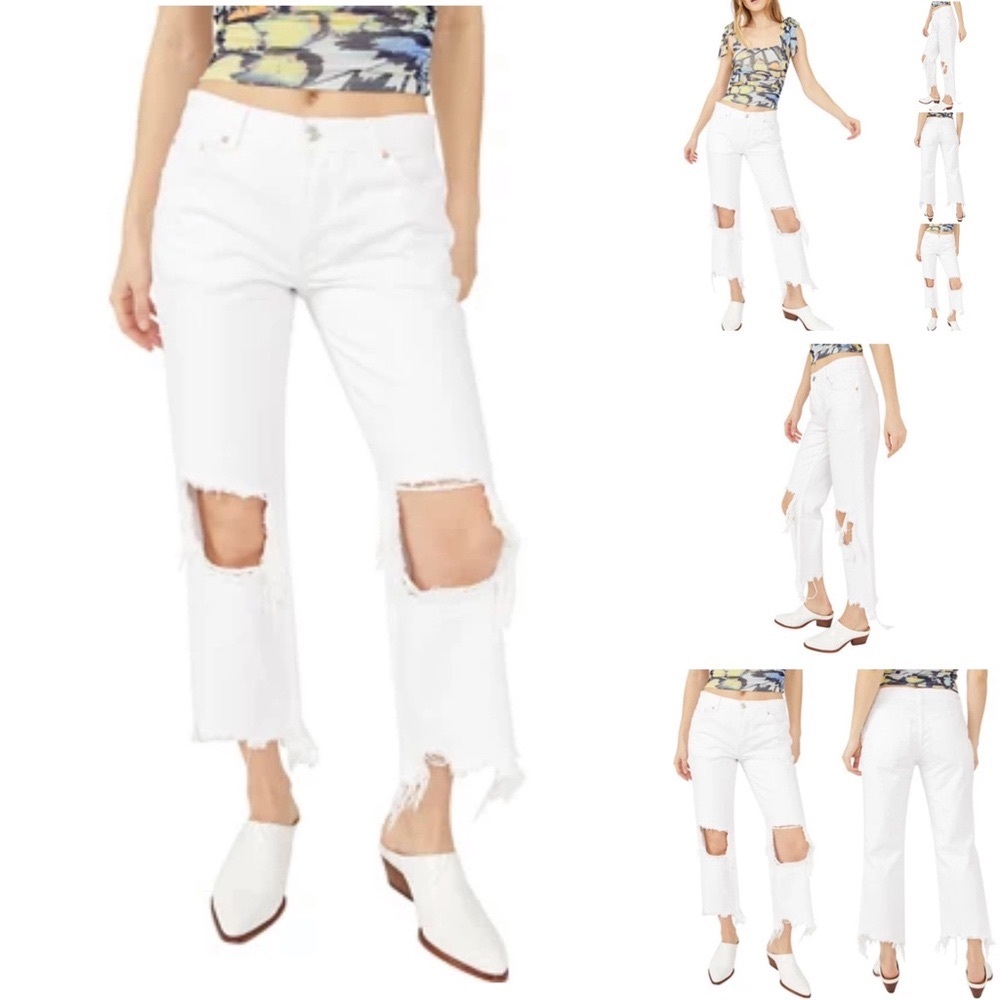 Free People Mid Rise Distressed Jeans